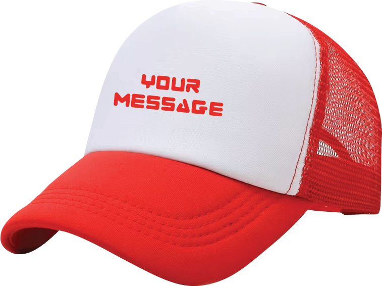 branded red white tracker cap